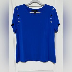 White House Black Market Royal Blue Grommet Tee NWOT